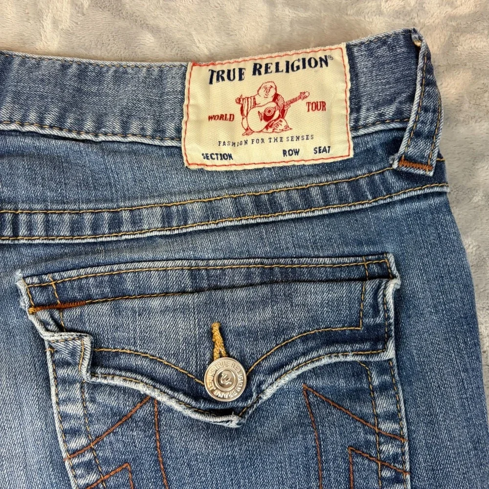 True Religion Men's Rocco Relaxed Skinny  Jeans Size 34x32 Blue jeans Flaps